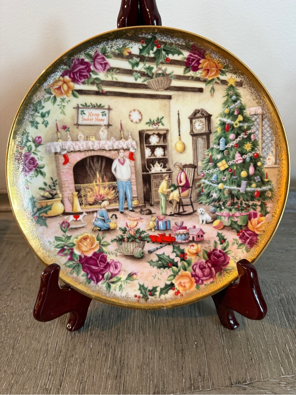 Vintage Royal Albert Christmas Warmth England Plate With Goldtone Rim 8in round